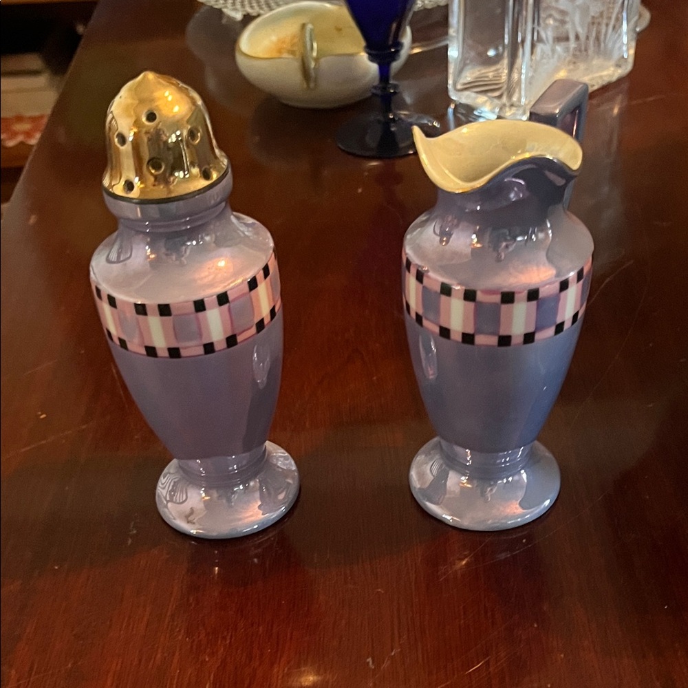 Noritake Purple and Gold Ceramic Vase Set